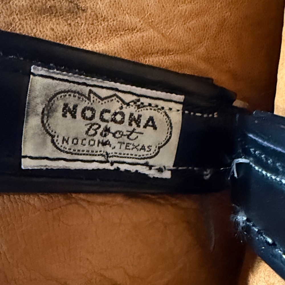 Nocona Black Leather Western cowboy Boots size 9 1/2 - Picture 2 of 13